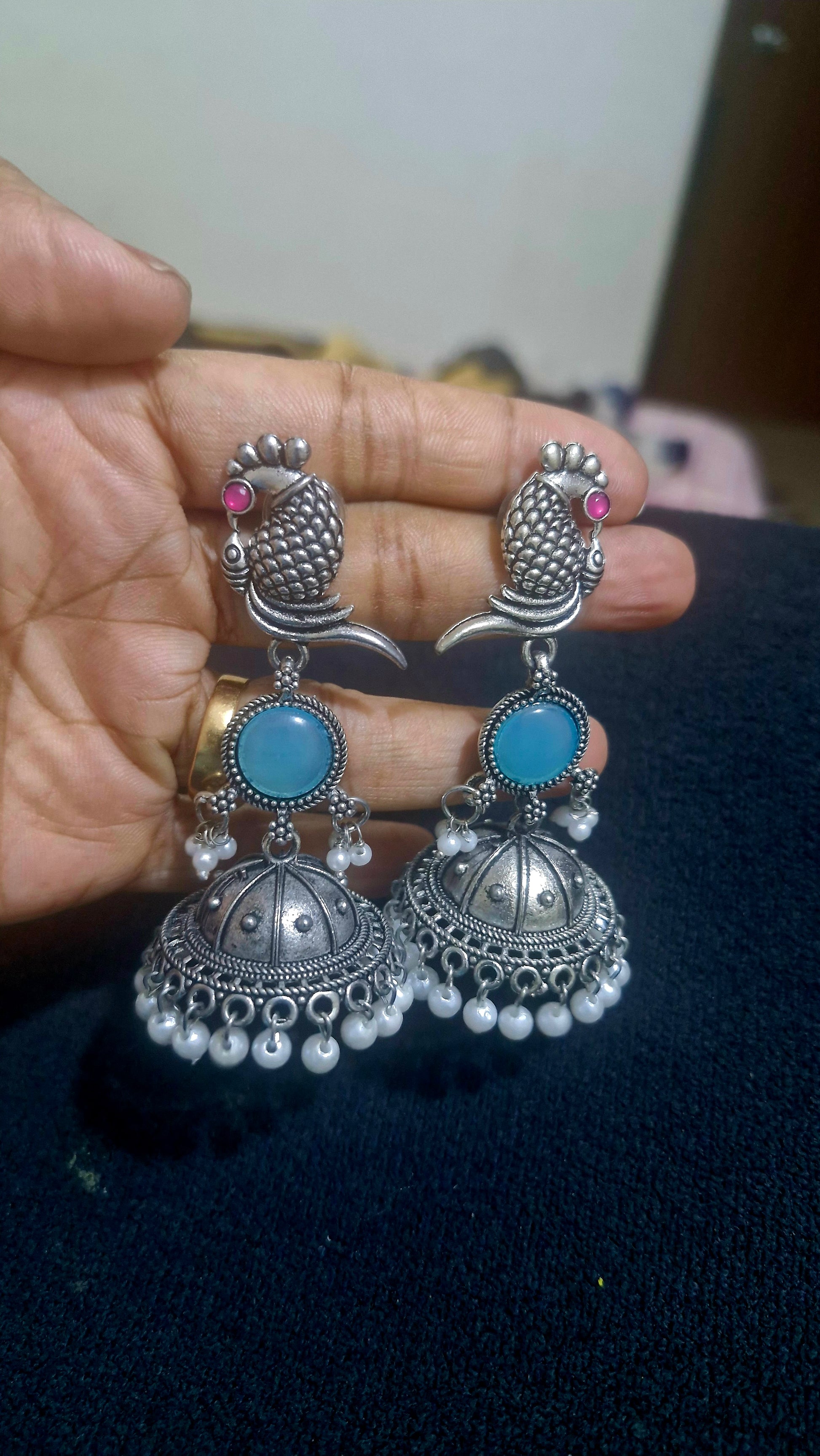 Peacock oxidized earrings